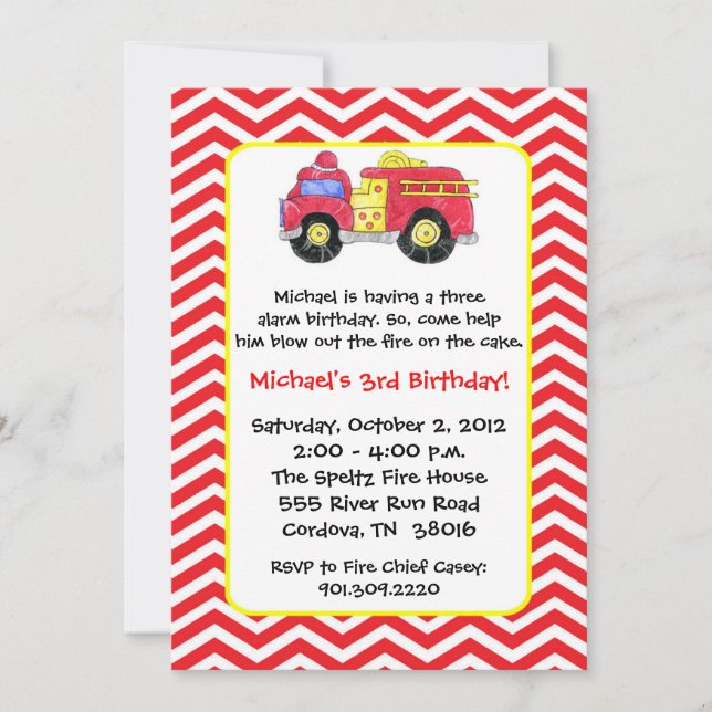 Fire Truck Birthday Invitations (Front)