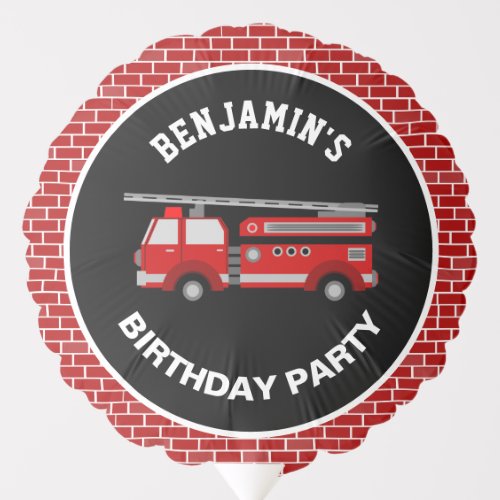 Fire Truck Birthday Party Balloon