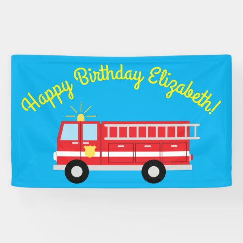 Fire Truck Birthday Party  Banner