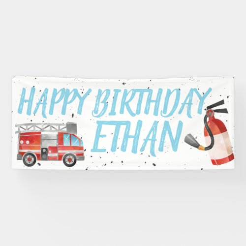 Fire Truck Birthday Party Banner _ Fireman Theme