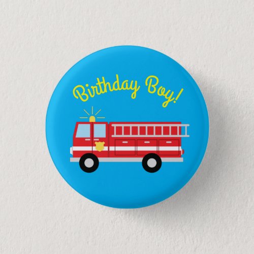 Fire Truck Birthday Party Birthday Boy Button