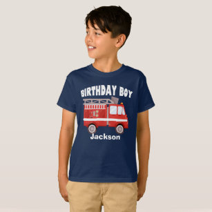 Fire Truck Birthday Party Boy Custom Kids T-Shirt
