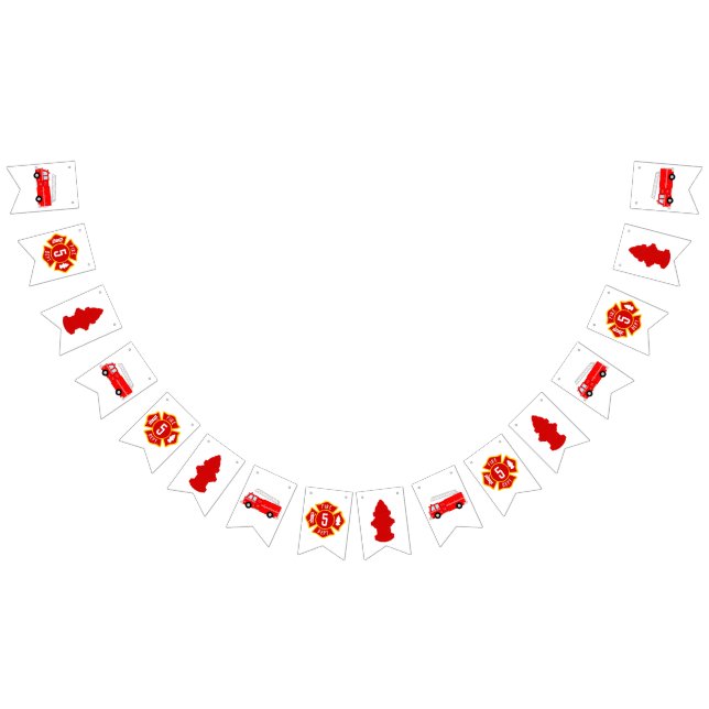 Fire Truck Birthday Party Bunting Flags (All)