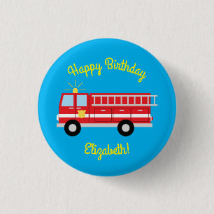 Fire Truck Birthday Party Button