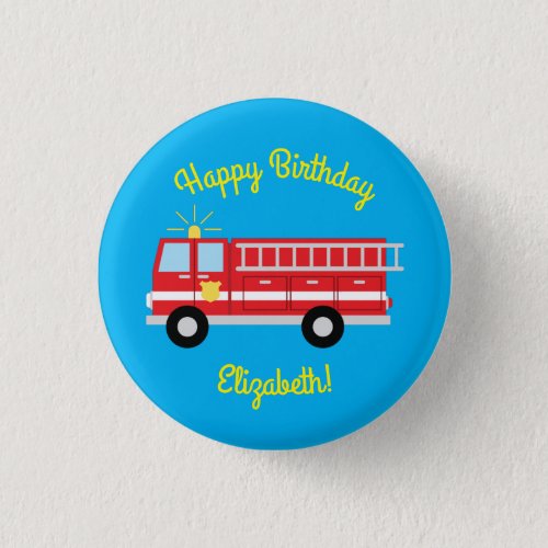 Fire Truck Birthday Party  Button