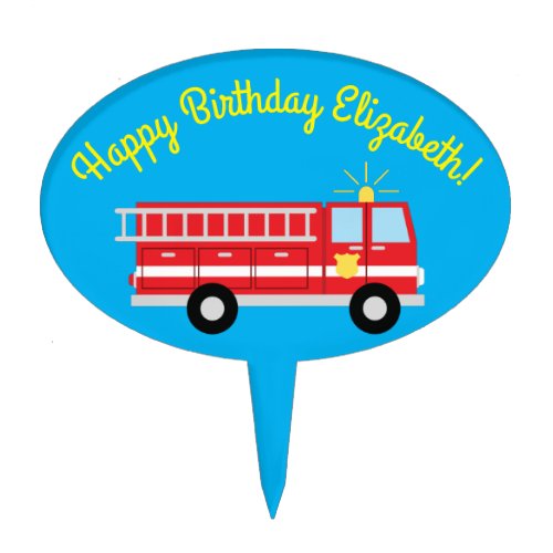 Fire Truck Birthday Party  Cake Topper