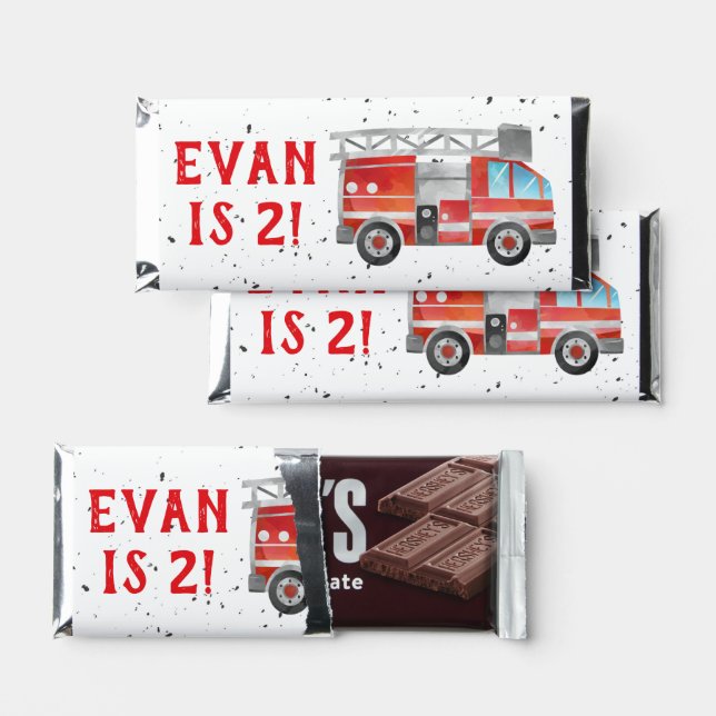 Fire Truck Birthday Party Candy Bar Favors (Front)