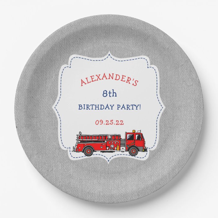 Fire Truck Birthday Party Decor Firefighter Theme Paper Plate Zazzle