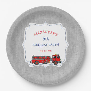 Fire Truck birthday party decor, firefighter theme Paper Plates