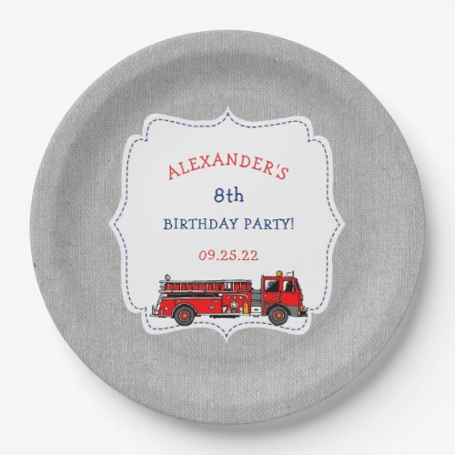 Fire Truck birthday party decor firefighter theme Paper Plates