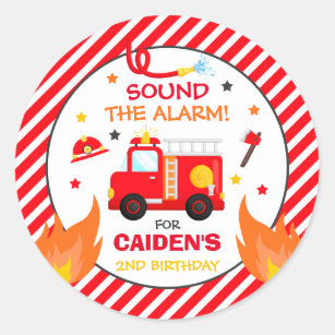 Fire truck Birthday Party Favor Decorations Classic Round Sticker