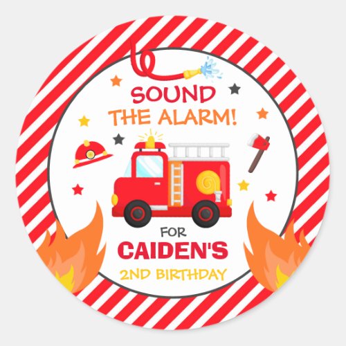 Fire truck Birthday Party Favor Decorations Classic Round Sticker