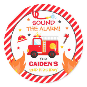 Fire truck Birthday Party Favor Decorations Classic Round Sticker