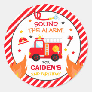 Fire truck Birthday Party Favor Decorations Classic Round Sticker