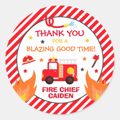 Fire truck Birthday Party Favor Decorations Classic Round Sticker
