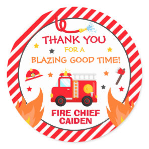 Fire truck Birthday Party Favor Decorations Classic Round Sticker