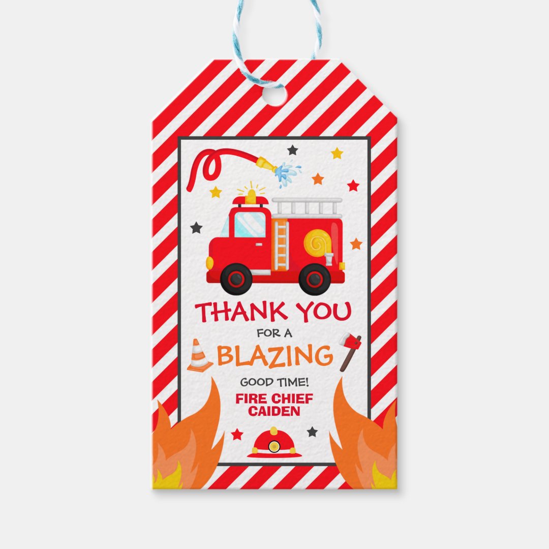 Fire truck Birthday Party Favor Decorations Gift Tags | Zazzle