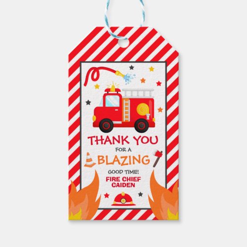 Fire truck Birthday Party Favor Decorations Gift Tags