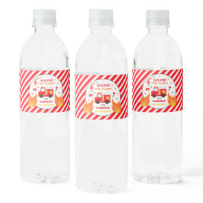 Fire truck Birthday Party Favor Decorations Water Bottle Label