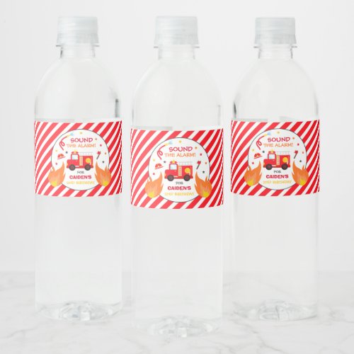 Fire truck Birthday Party Favor Decorations Water Bottle Label