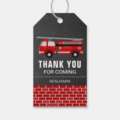Fire Truck Birthday Party Favor Gift Tags