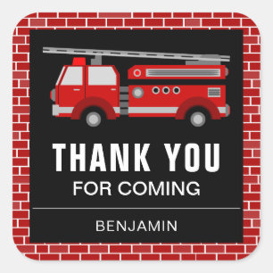 Fire Truck Birthday Party Favor Sticker