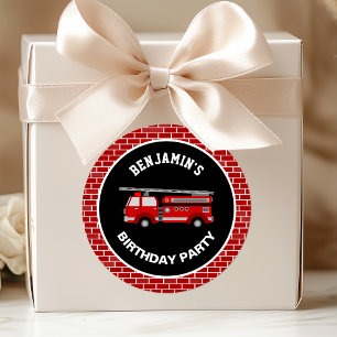 Fire Truck Birthday Party Favor Sticker
