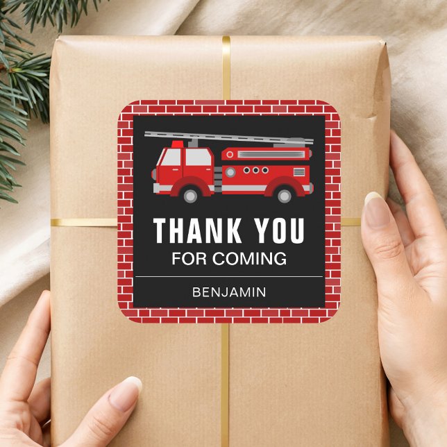 Fire Truck Birthday Party Favor Sticker (Creator Uploaded)