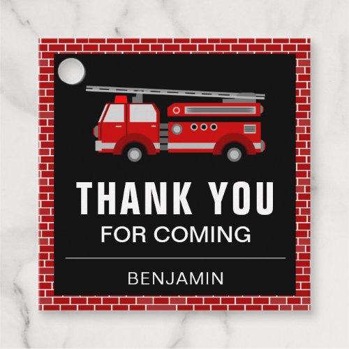 Fire Truck Birthday Party Favor Tags