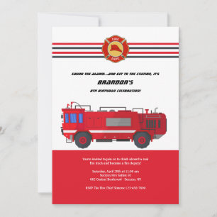 Fire Truck Birthday Party Invitation