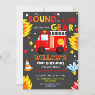 Fire Truck Birthday Party Invitation