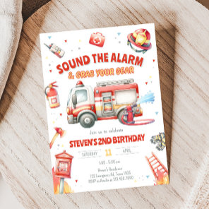 Fire Truck Birthday Party  Invitation