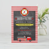 Fire Truck Birthday Party Invitation (Standing Front)