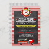 Fire Truck Birthday Party Invitation (Front/Back)