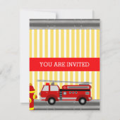Fire truck birthday party invitation (Back)