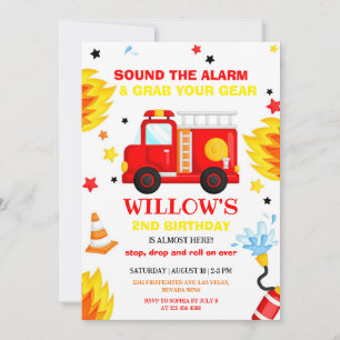 Fire Truck Birthday Party Invitation