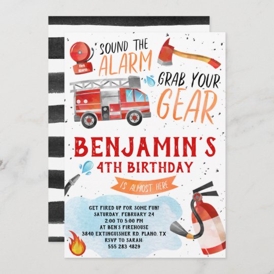 Fire Truck Birthday Party Invitation | Zazzle.com