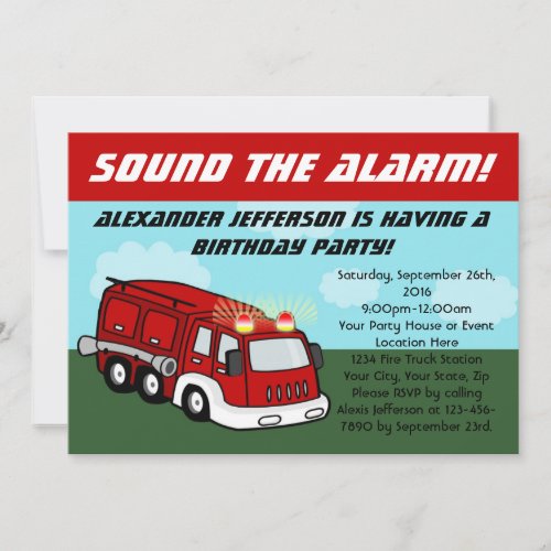 Fire Truck Birthday Party Invitations