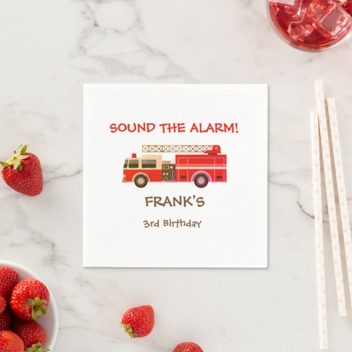 Fire Truck Birthday Party Napkins