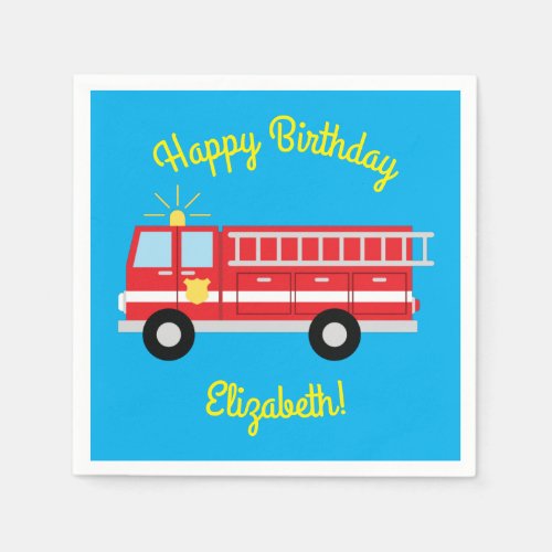 Fire Truck Birthday Party  Napkins