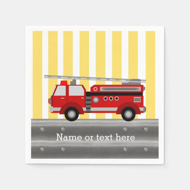 Fire truck birthday party napkins (Front)