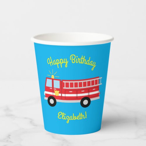 Fire Truck Birthday Party  Paper Cups