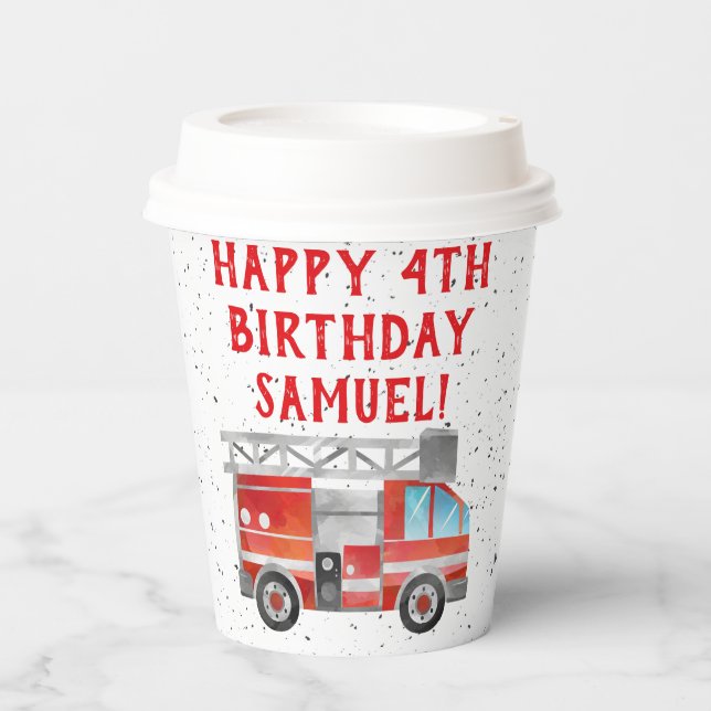 Fire Truck Birthday Party Paper Cups (Front)