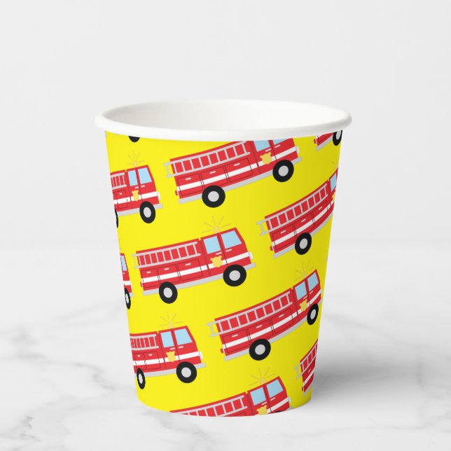 Fire Truck Birthday Party  Paper Cups (Front)