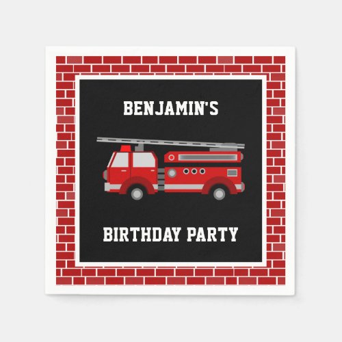 Fire Truck Birthday Party Paper Napkins