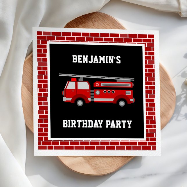 Fire Truck Birthday Party Paper Napkins (Creator Uploaded)