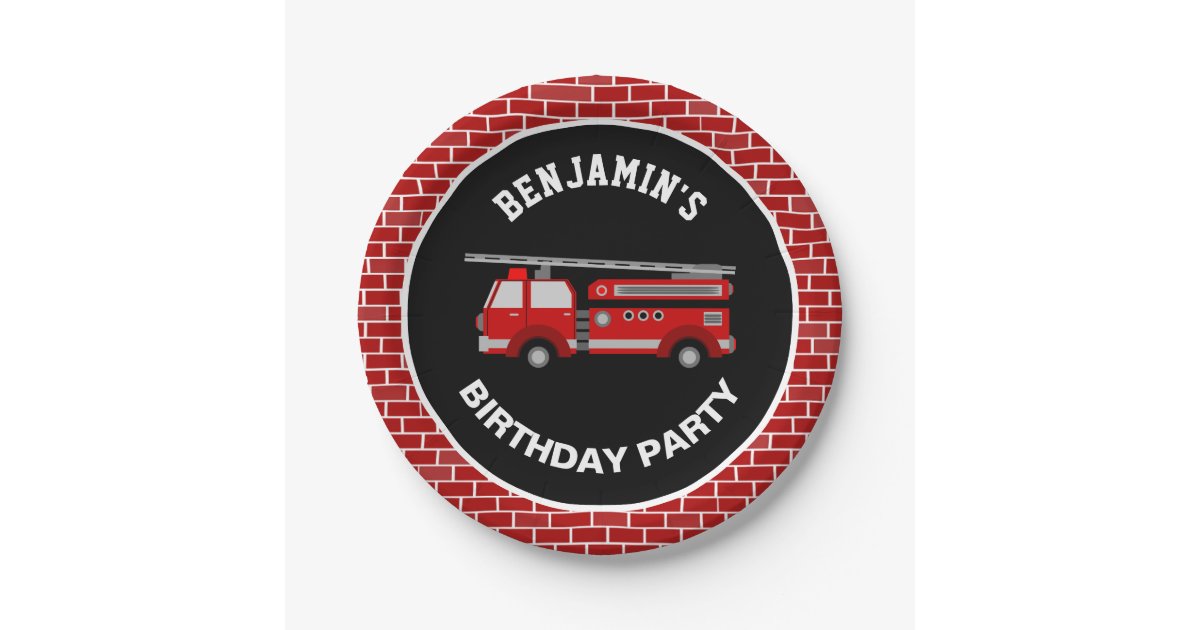 Fire Truck Birthday Party Paper Plate | Zazzle.com