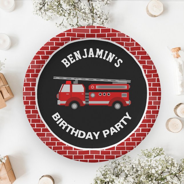 Fire Truck Birthday Party Paper Plates (Creator Uploaded)