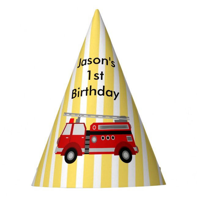 Fire truck birthday party personalized hat (Front)