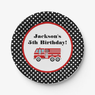 Fire Truck Birthday Party Personalized Paper Plates
